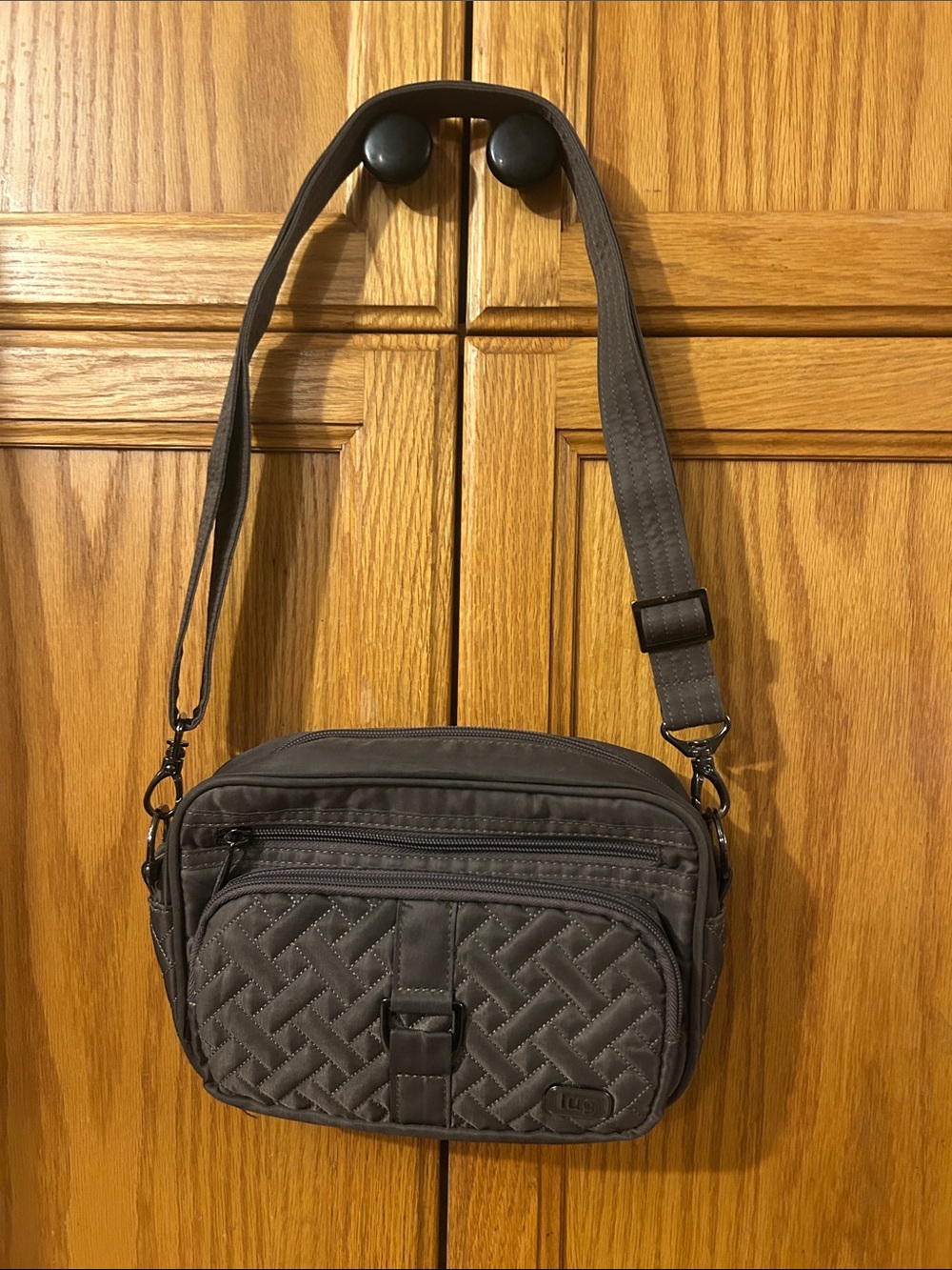 lug Quilted Crossbody Messenger Bag - Brown